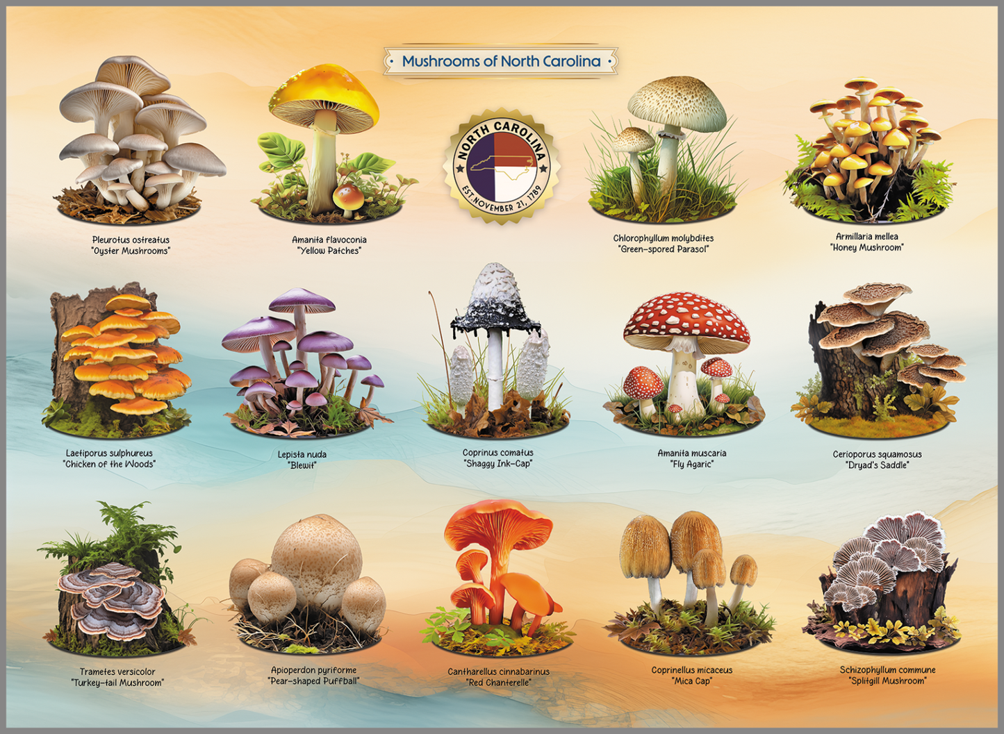 Mushrooms of North Carolina Jigsaw Puzzle