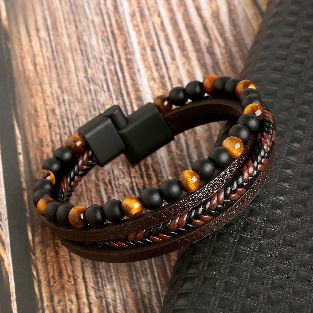 Gemstone Leather Bracelet