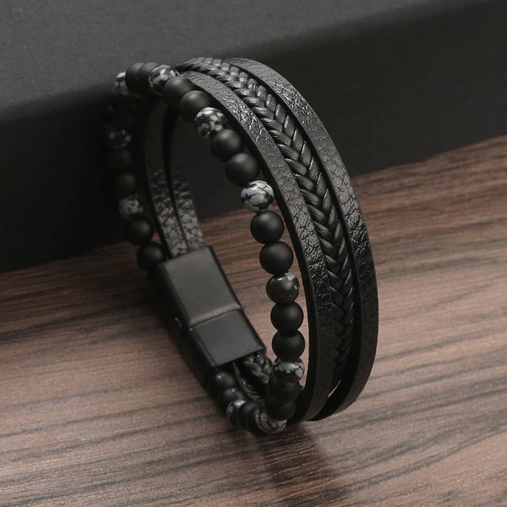 Gemstone Leather Bracelet