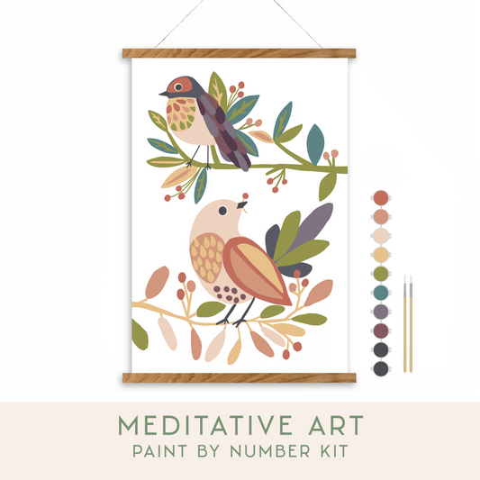 Birds on a Branch Meditative Art Paint by Number Kit: Paint by Number Kit