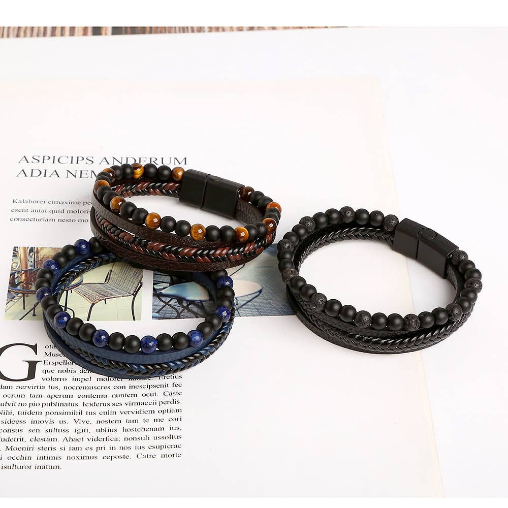 Gemstone Leather Bracelet
