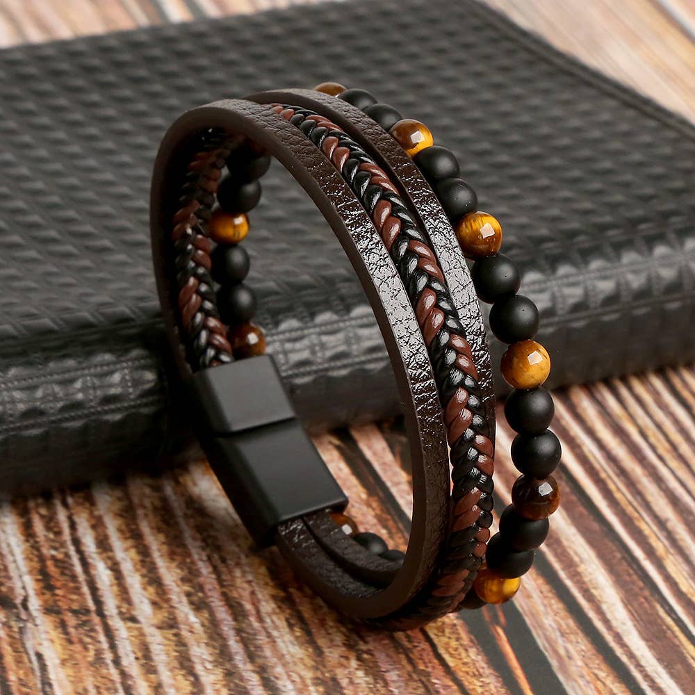Gemstone Leather Bracelet